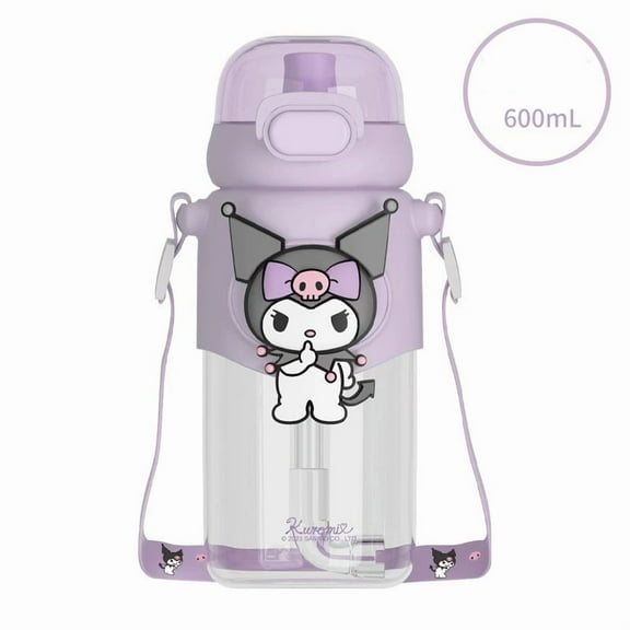 Kawaii cartoon Kuromi water bottle, 600ml cute anime portable drinking bottle for outdoor, office, travel, birthday gift