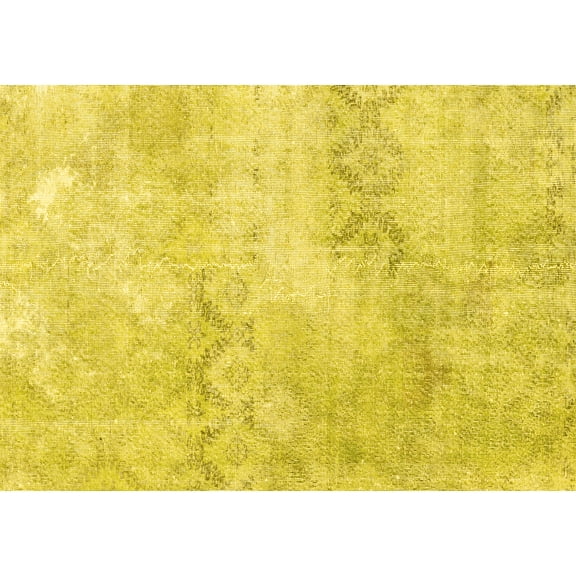 Ahgly Company Machine Washable Indoor Rectangle Persian Yellow Traditional Area Rugs, 5' x 7'