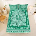 thumbnail image 5 of jejeloiu Ancient Western Queen Sheets For Men Women,Paisley Pattern Queen Sheet Sets,Dark Green White,4-Piece,1 Flat Sheet, 1 Fitted Sheet and 2 Pillowcases, 5 of 6