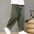 thumbnail image 6 of CHEEREAM Men's Casual Corduroy Pants Wide Leg Drawstring Elastic Waist Fashion Loose Fit Pants for Men Green 5XL, 6 of 9