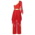 thumbnail image 2 of Kaerm Womens Liturgical Dance Flared Sleeve Praise Dress with Wide-Leg Pants Dance 2PCS Outfit Red XL, 2 of 5