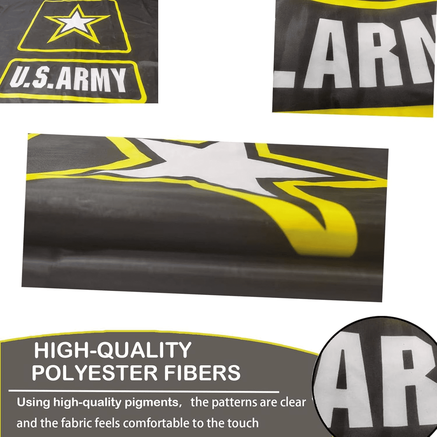 US Army Flag 3x5 Outdoor Double Sided American United States Black Star Army Flags U.S. Army Single Star Flag with 2 Brass Grommets Banner for Home Company Garage Wall