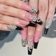 thumbnail image 2 of Prensa negra en las uñas Uñas postizas Uñas postizas negras cuadradas con diseño de serpiente Pegamento de cobertura completa en las uñas Palo brillante en las uñas para mujeres JAMW Sencillez, 2 of 4