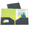 thumbnail image 2 of Two-Tone Two-Pocket Super Heavyweight Poly Portfolio, Charcoal Gray/Lime Green (Set of 25 Folders), 2 of 2