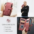 thumbnail image 4 of for iPhone 11 Case, Wallet Case with Card Holder Kickstand Magnetic Zipper Pocket Lanyard Strap Wristlet,Leather Flip Case Wallet for iPhone 11, Red, 4 of 10