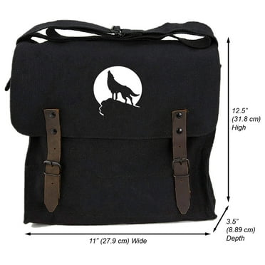 Howling Wolf Moon Heavyweight Canvas Medic Shoulder Bag in Black