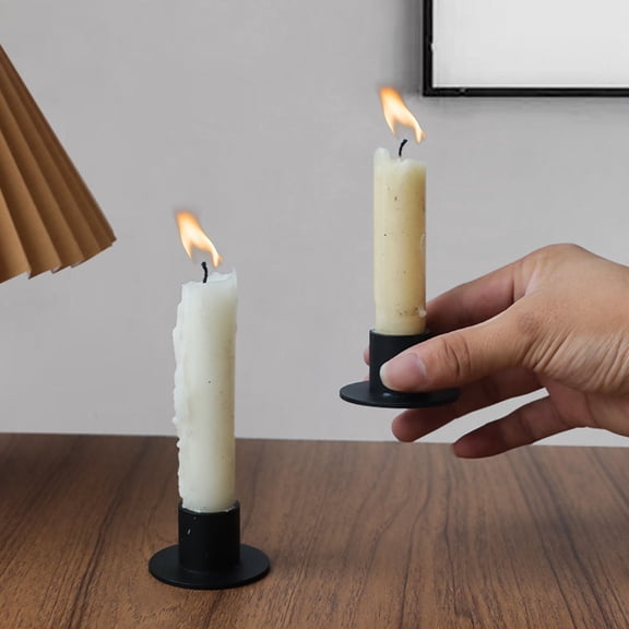 ELAYARD Set of 4 Black Metal Candlesticks for Table Centerpieces, Dinner Parties, and Home Decor