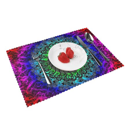 

Home Mandala Placemats Set Of 4 Washable Wipeable Place Mats Place Mats For Festival Parties Family Dinner (12 X 18inch)