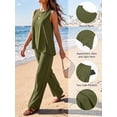 thumbnail image 6 of Anygrew Women's Two Piece Matching Lounge Sets Asymmetrical Split Tank Tops Wide Leg Pants Summer Outfits Tracksuit, 6 of 8