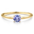 thumbnail image 3 of Gem Stone King 14K Yellow Gold Blue Tanzanite Engagement Ring for Women | 0.46 Cttw | Round 5MM | Gemstone December Birthstone | Size 9, 3 of 6