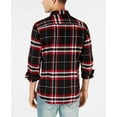 thumbnail image 2 of American Rag Mens Chip Plaid Flannel Button Up Shirt, Red, Small, 2 of 3