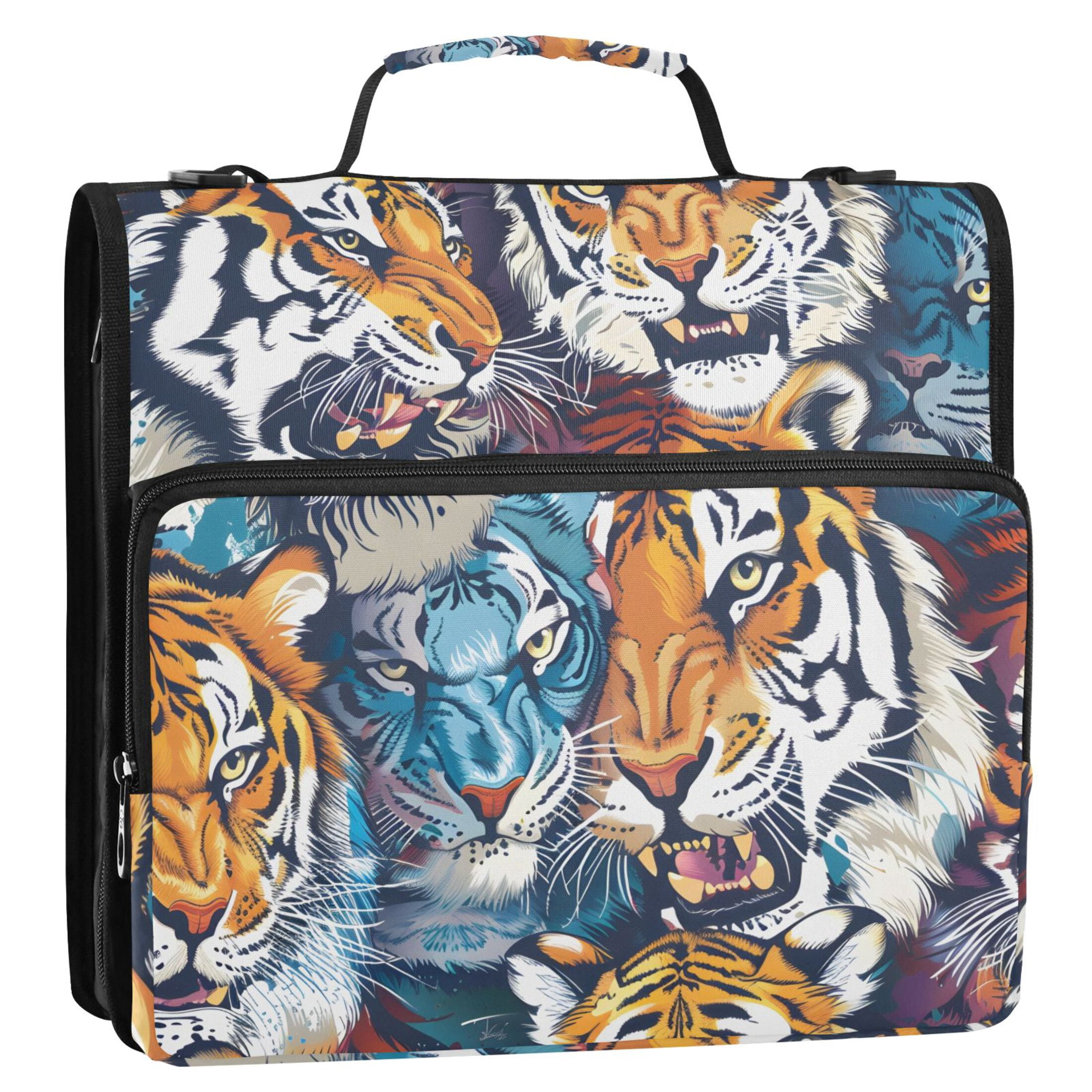ALAZA Zipper Binder Cool Tigers 3 Ring Trapper Keeper File Folder Organizer Bag