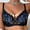 Blue, variant on Women's Sheer Leaf Embroidery Lace V-Neck Underwire Bra, Thin Adjustable Strap Side Support Date Night Lingerie Bra Orange 90B