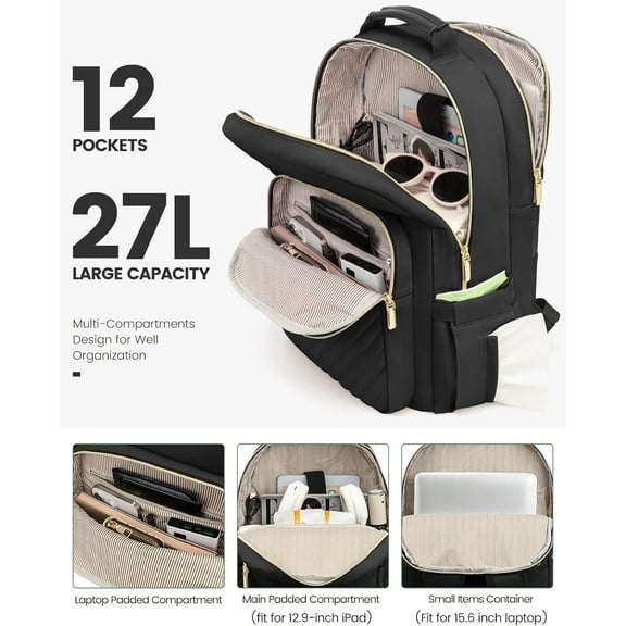 Women's Laptop Backpack Purse with USB Port, 15.6 Inch Fit, Quilted Casual Daypack for Work Travel