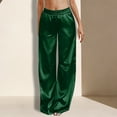 thumbnail image 2 of HXWCHs Satin Wide Leg Trousers for Women Elastic Waist Comfortable Flowy Casual Pants with Pockets XXL Green, 2 of 4