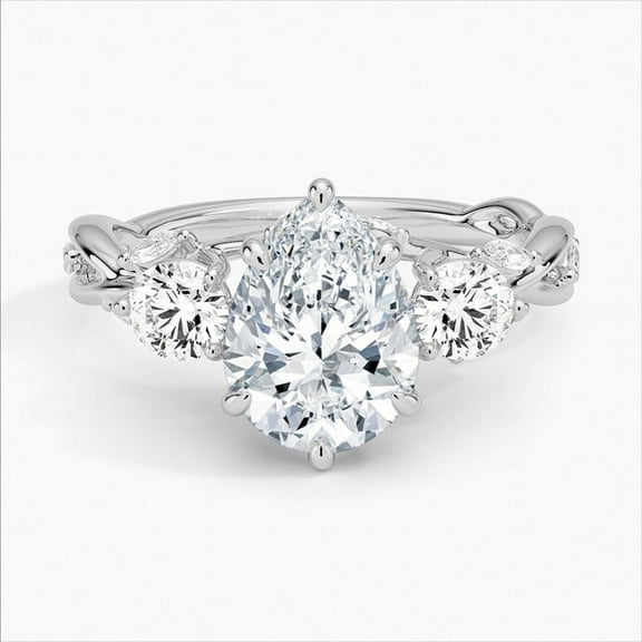 Zoya Jewel 2.1 Ct Pear Cut Diamond Ring - 14K White Gold Plated Engagement Wedding Ring - Bridal Jewelry Gift - Women's Anniversary Gift - Promise Wedding Ring for Her