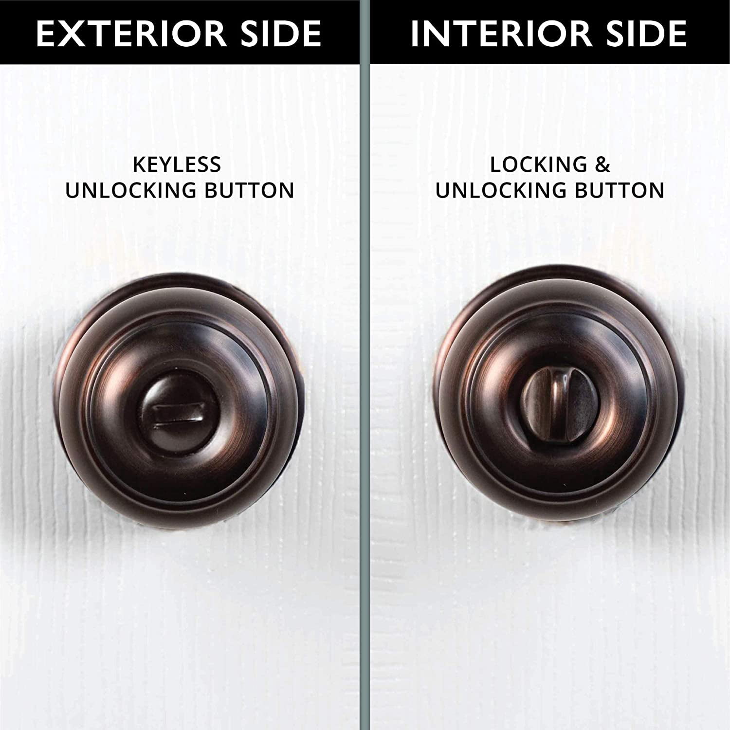 Interior Privacy Door knob - Keyless Locking Door Handles for Bedroom and Bathroom - Improved Oil Rubbed Bronze Finish - (10 Pack)