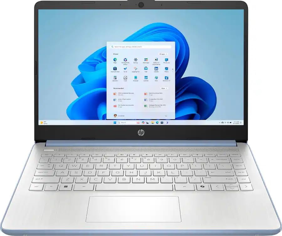 HP 14'' HD Business Laptop, Intel Processor N150, 4GB RAM, 128GB UFS + 64GB Memory Card, Copilot AI, Win11 Home in S Mode, One-year Microsoft Office 365, Sky Blue with Mazepoly Accessories