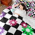 thumbnail image 4 of Homewish Boys Girls Groovy Flower Twin Bedding Sets 7-Piece,Geometric Plaid Bedding Comforter Set Microfiber,Vintage Aesthetic Breathable Sheet Sets,Breathable Home Decor,Reversible, 4 of 8