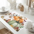 thumbnail image 5 of Thanksgiving Placemats Set of 6 Fall Green Orange Pumpkin Eucalyptus Leaves Heat Insulated Linen Place Mats, Washable Stain-Proof Table Mats for Dining Tables Holiday Decor 13x19inch, 5 of 9