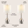 thumbnail image 4 of JONATHAN Y Tyler 24" Modern Classic Gourd Iron LED Table Lamp with Pull-Chain with Dual USB Charging Port, Nickel (Set of 2), JYL1127B-SET2, 4 of 5