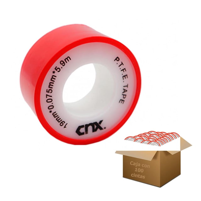 Cinta Teflon 6 Mts 3/4" 100 Piezas blanco 5cm