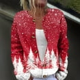 thumbnail image 2 of Women's Fashion Christmas Printed Long Sleeve Knitted Cardigan Button Down Jacket for Holiday Casual Wear and Women's Outerwear with Festive Design,Red,XL, 2 of 6