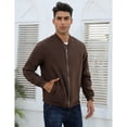 thumbnail image 2 of Yesfashion Men's Suede Bomber Varsity Leather Jackets Lightweight Softshell Flight Full Zip Casual Coat, 2 of 5