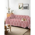 thumbnail image 3 of Coral Pink Morocco Couch Cover for Dogs, Vintage Geometric Plaid Mahbudium Washable Sofa Covers Slipcover for Pets Dogs Futon Cover, Couch Recliner Covers, Oversized Chair Slipcover 71"x91", 3 of 9