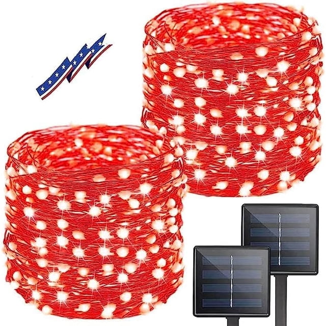 Guirnalda de luces solares BHCLIGHT 200 LED, 24 m, 2 unidades, color rojo