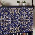 thumbnail image 5 of Abstract Blue Gold Kitchen Valances for Windows, Luxurious Traditional Flower Leaf Bathroom Window Valances 42x12 Inch Rod Pocket Window Treatments Valance Curtains for Living Room Bedroom Decor, 5 of 9