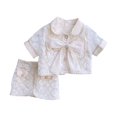 thumbnail image 1 of Jumpingount Conjunto de y camiseta de manga corta con cuello vuelto para niñas, evento de banquete de verano, Kit de camisetas de algodón conjuntos de ropa 130cm, 1 of 6