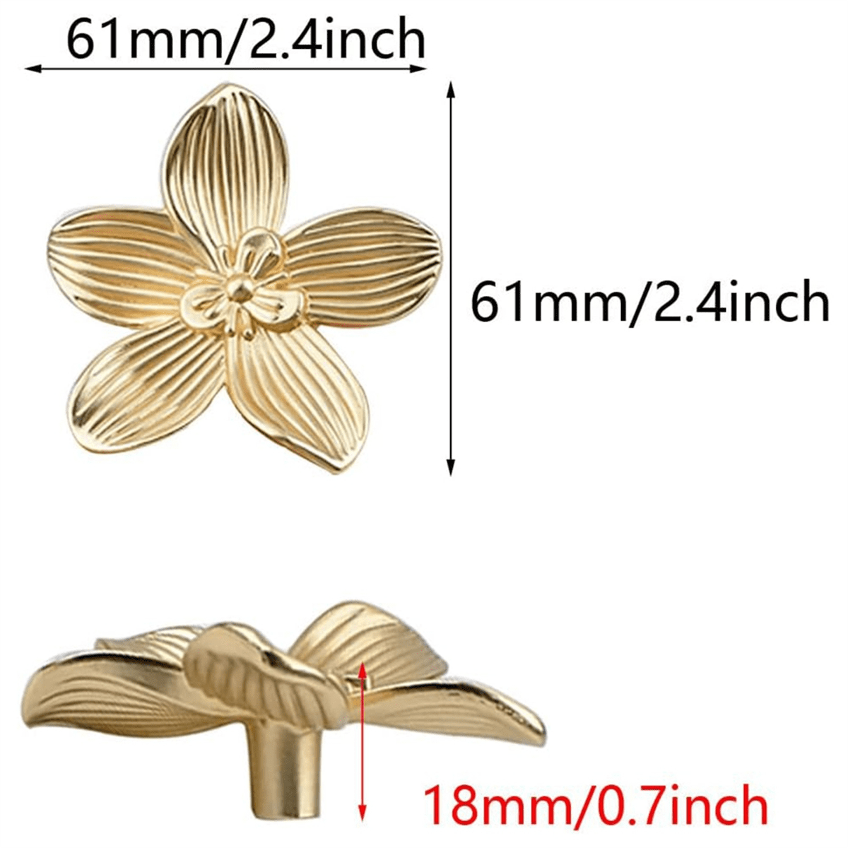 Symkmb 12Pcs Gold Flower Drawer Knobs Petal Kitchen Cabinet Knobs Dresser Knobs Furniture Cupboard Drawer Pulls Handles Zinc Alloy Gold