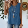 thumbnail image 2 of Linen Tank Tops For Women，Sleeveless Linen Tops For Women Linen Shirts For Women Linen Sleeveless Top Womens Sleeveless Tops Summer Linen Tops For Women Cotton Summer Tops Linen Crop Top Blue 2XL, 2 of 5