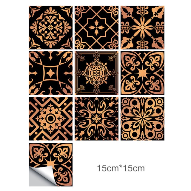 Azulejo de pared Vinilo Flor Etiqueta de la pared Mural Calcomanía para azulejos Etiqueta autoadhesiva impermeable para azulejos, MZ-2-141, Mediana kenally HA002473-114