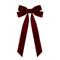 10 Inch Red Velvet Christmas Tree Bow - Holiday Decoration Bow for Christmas Trees, Wreaths, Garland - Pre-Made Burgundy Ribbon Bow Wine