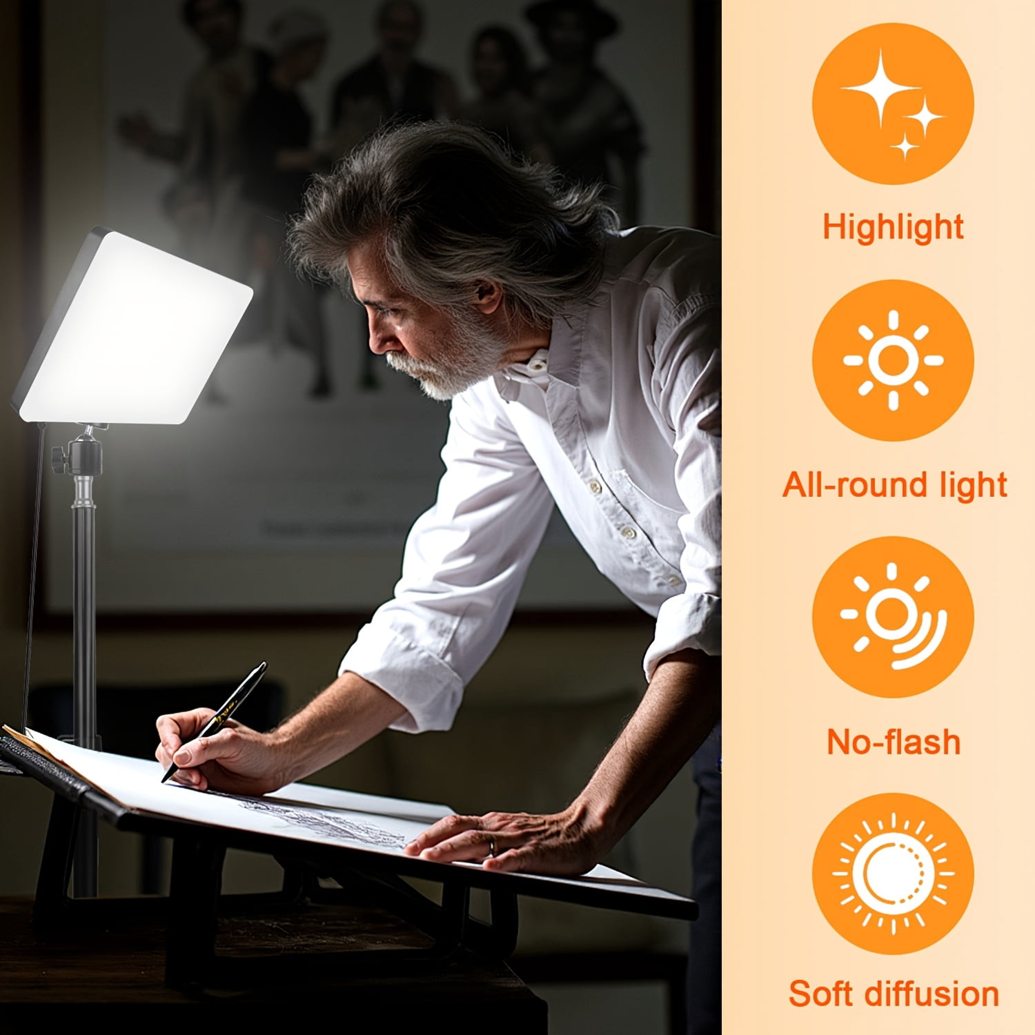 Zomei 10" LED Video Light Kit with 63" Tripod Stand - Dimmable Studio Lighting for YouTube/TikTok/Live Streaming （Pack of 1）