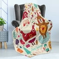 thumbnail image 4 of Christmas Soft Flannel Fleece Blanket, Santa and Teddy Bear Vintage Christmas Season Ornaments Party Kids Nursery Theme, Cozy Plush for Indoor and Outdoor Use, 70" x 90", Multicolor, by Ambesonne, 4 of 5