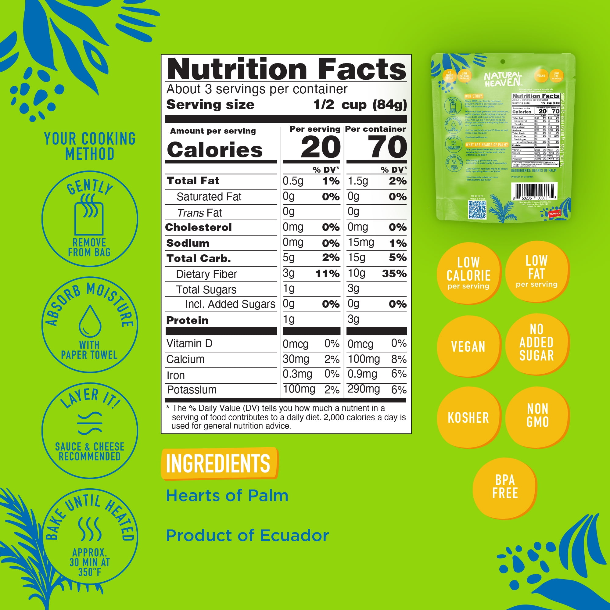 Natural Heaven - Hearts Of Palm Lasagna - 6 count, 54oz (255g) each - Low Carb, Gluten-Free & Good Source of Fiber