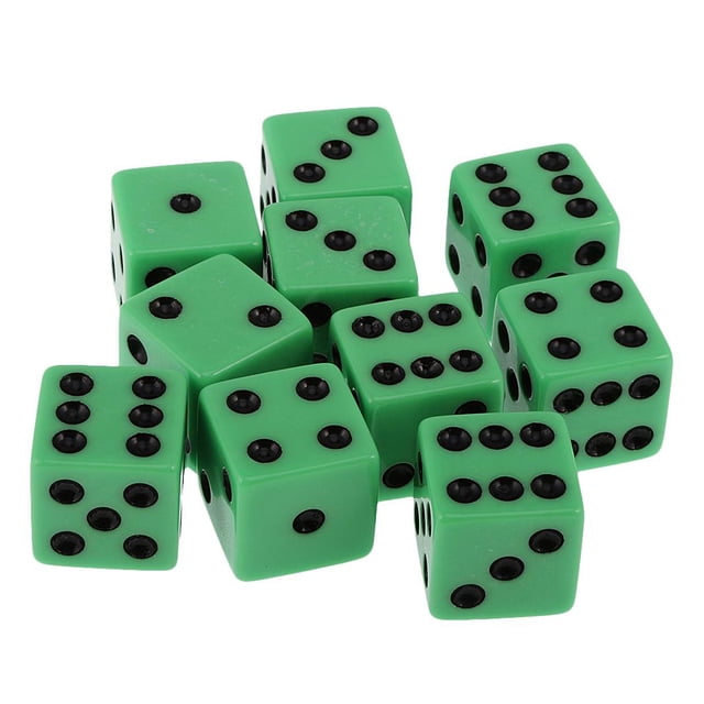10 piezas de 18 mm, 6 cuadrados, D6 D u0026 D para juegos de rol Verde