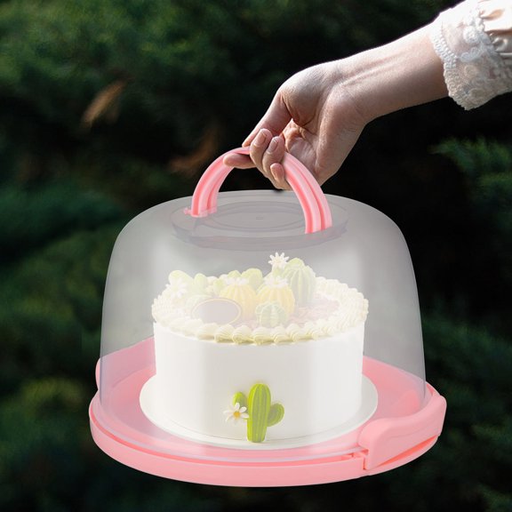DEEPCRAFF Cake Carrier with Handle, Clear Lock Cover, Portable Cake Stand for Easy Transport and Storage