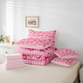thumbnail image 5 of Feelyou Cute Bow-tie Pink Bedding Comforter Set 7pcs for Kid, Kawaii Cartoon Ribbon King Bedding Sets, Fashion Polkadots Reversible Bed Sheets, Super Cozy Room Decor, 5 of 7