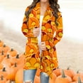 thumbnail image 1 of Women‘s Halloween Cardigan Sweater Skull Pumpkin Print Pattern Long Cardigans Sweater Coats Tops Ginger M, 1 of 5