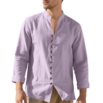 asjyhkr Long Sleeve for Men Button down Stand Collar Lightweight Casual Hiking Outdoor Vacation Shirts