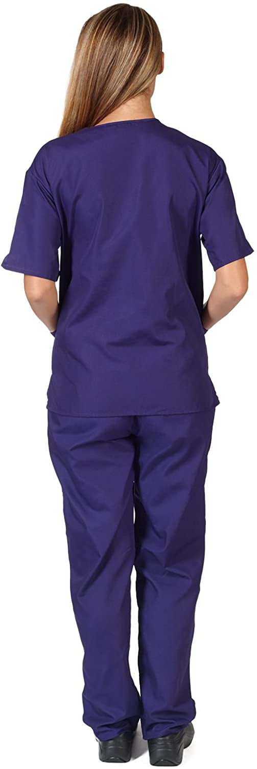 Women's Scrub Set Medical Scrub Top and Pant, Purple, XLarge