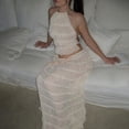 thumbnail image 3 of Conjunto de falda SOOKABEILA Camiseta sin mangas con cordones blanca para mujer, 3 of 7