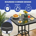 thumbnail image 2 of ModFusion 32" Square Patio High Bar Tables with Glass Top, Sturdy Frame & Umbrella Hole for Backyard & Porch, Black, 2 of 10