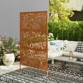 thumbnail image 6 of Outsunny Decorative Metal Outdoor Privacy Screen, Freestanding Privacy Fence Screen Outdoor Divider with Stand, 78" H x 48" W Bamboo Brown, 6 of 9