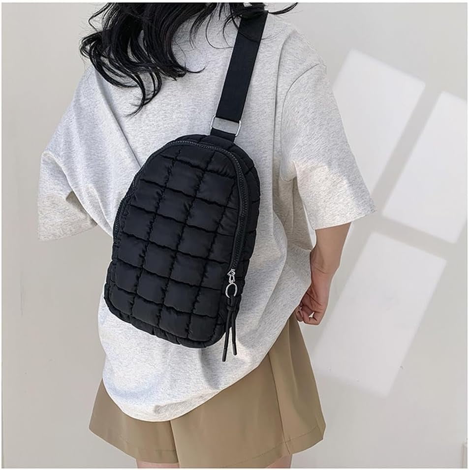 Puffer Belt Bag for Women Padded Crossbody Purse Waist Packs Cross Body Hobo Shoulder Travel Purse Cute Quilted Fanny Pack