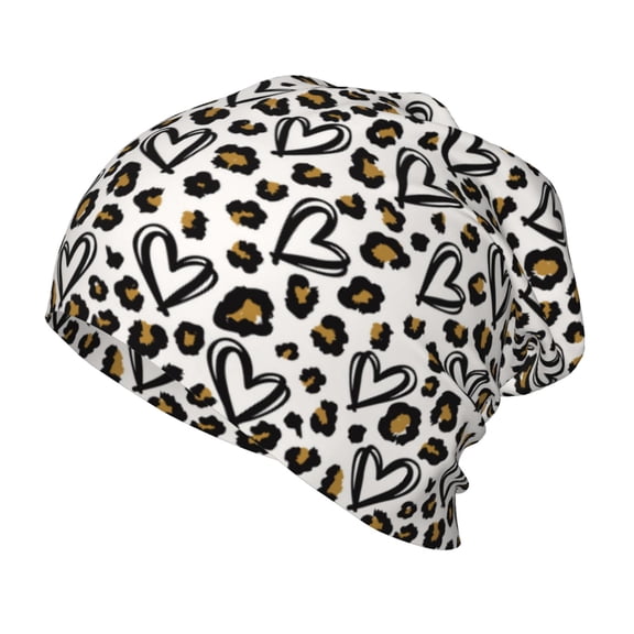 Xecao Heart Leopard Print Beanie Hat Toddler Girls Boys, Baby Hats Winter Warm Knitted Thermal, Kids Winter Caps